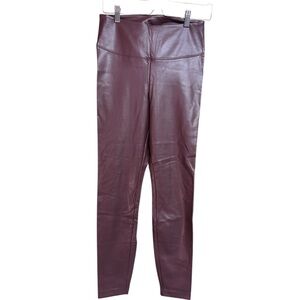 White House Black Market Maroon Faux Leather Leggings